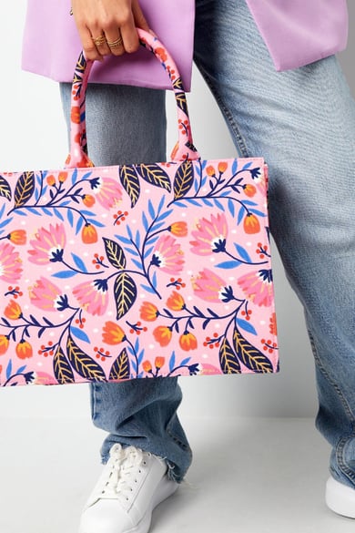 Shopper Blumendruck rosa mittel Rosa Multi Polyester h5 Bild3